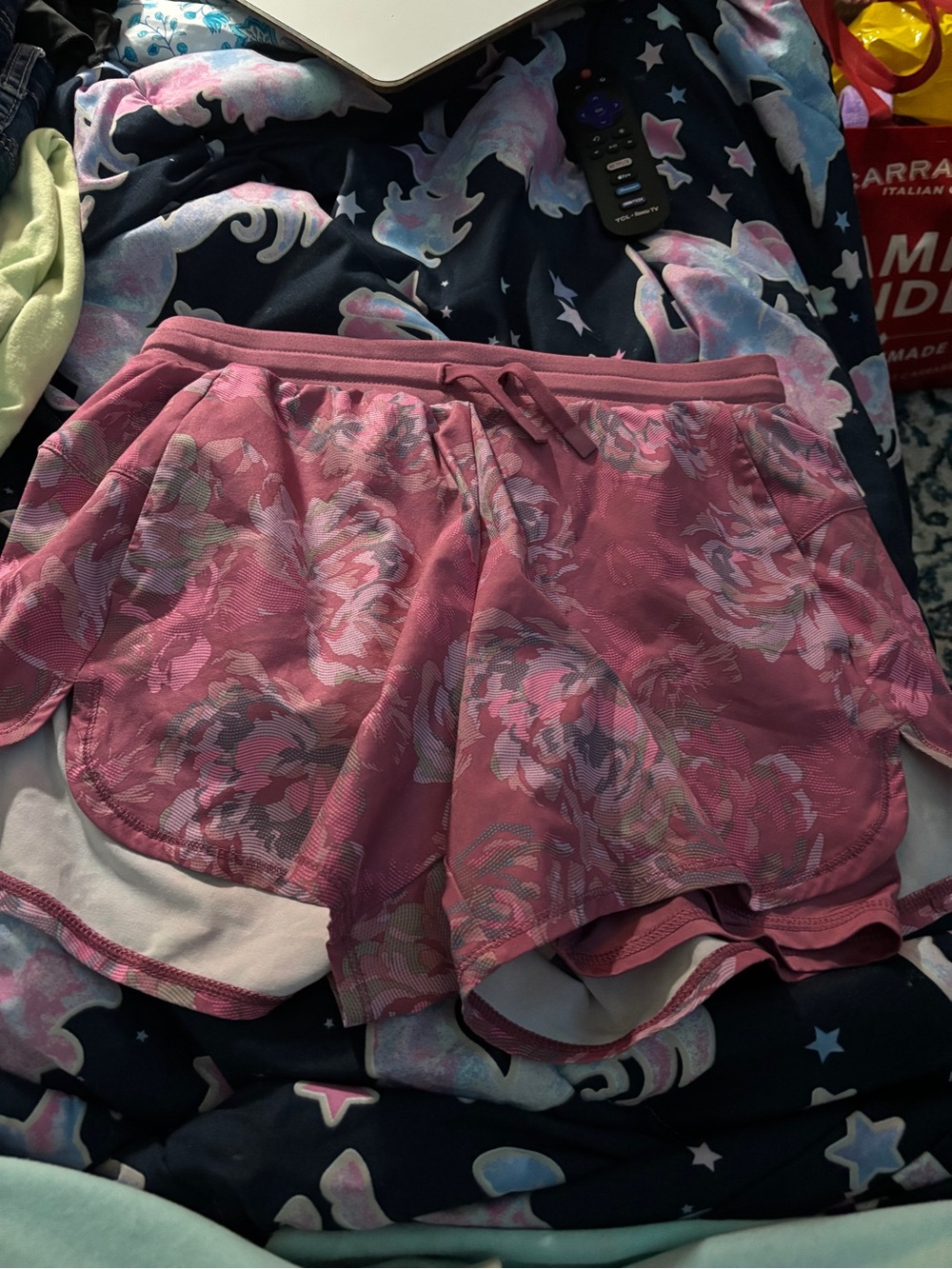 Pink Floral Women's Athletic Shorts